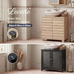 Rackhams Bathroom Under Sink Cabinet Basin Storage Cupboard 2 Door Vanity Unit - Oak - thumbnail 2