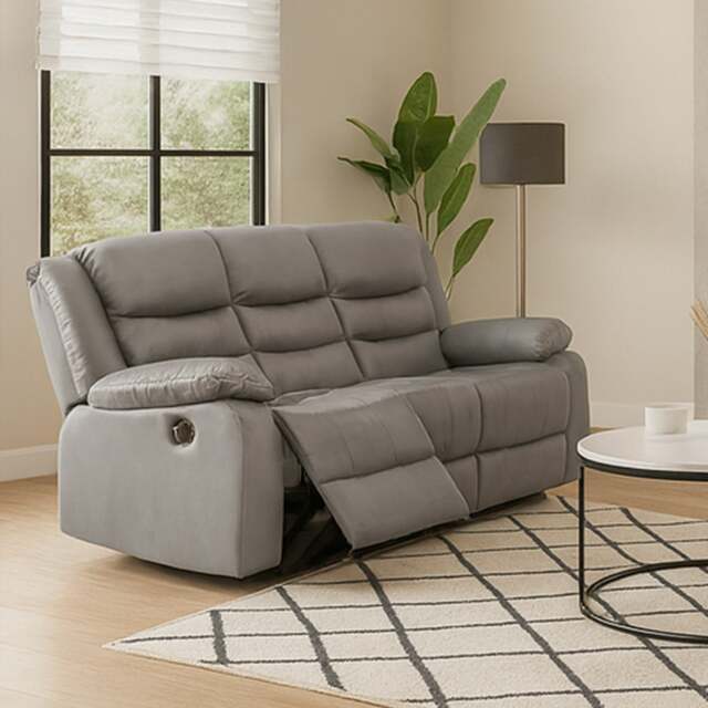 Rackhams Venice Leather Reclining 3 Seater Sofa - Gray - image 1