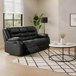 Rackhams Venice Leather Reclining 3 Seater Sofa - Gray - thumbnail 2