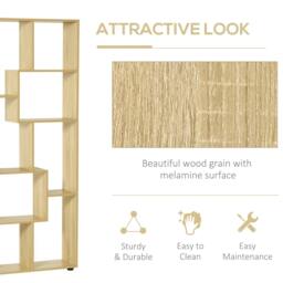 Rackhams Bookshelf, Tall Bookcase, Modern Room Divider, 8 Cube Storage Unit, Freestanding Storage Shelf for Living Room, Bedroom, Home Office, Natural - thumbnail 5