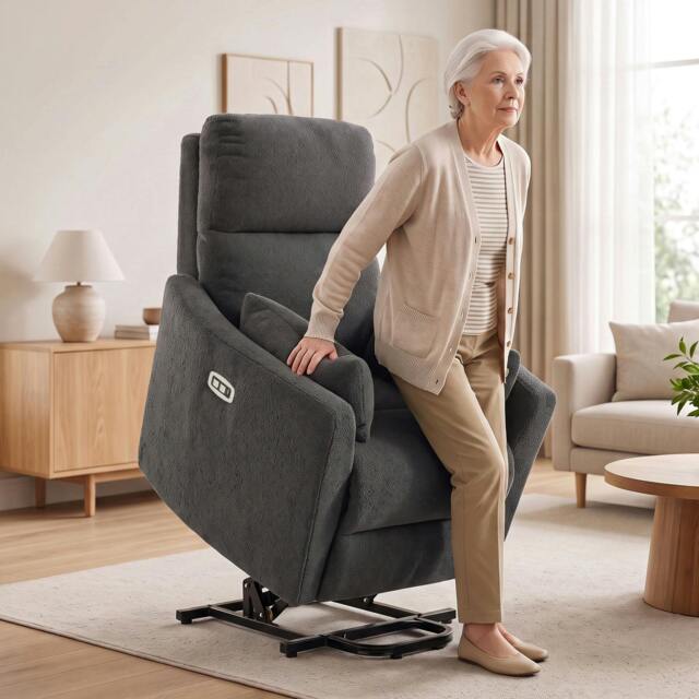 Rackhams Riser Recliner Chair with Massage and Heat, Lift Chair, Dark Grey - image 1