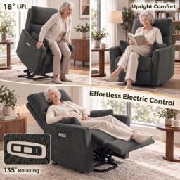 Rackhams Riser Recliner Chair with Massage and Heat, Lift Chair, Dark Grey - thumbnail 4