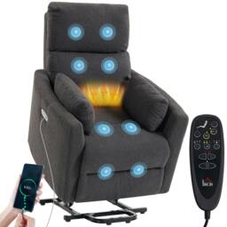 Rackhams Riser Recliner Chair with Massage and Heat, Lift Chair, Dark Grey - thumbnail 2