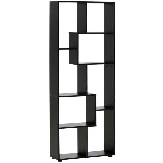 Rackhams 8-Tier Freestanding Bookcase w/ Melamine Surface Anti-Tipping Foot Pads Home Display Storage Grid Stand Bedroom Living Room Furniture, Black - image 1