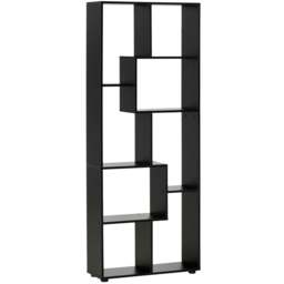 Rackhams 8-Tier Freestanding Bookcase w/ Melamine Surface Anti-Tipping Foot Pads Home Display Storage Grid Stand Bedroom Living Room Furniture, Black - thumbnail 1