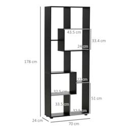 Rackhams 8-Tier Freestanding Bookcase w/ Melamine Surface Anti-Tipping Foot Pads Home Display Storage Grid Stand Bedroom Living Room Furniture, Black - thumbnail 3