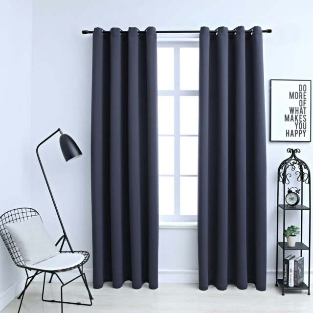 Rackhams Blackout Curtains with Metal Rings 2 pcs Anthracite 140x225 cm