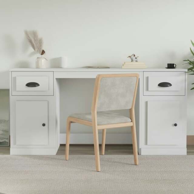 Rackhams Desk with Cabinet White Engineered Wood