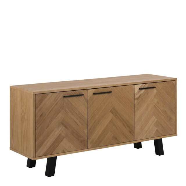 Rackhams Brighton 3 Door Sideboard in Oak with Herringbone Effect - 1 - Oak - 150 - image 1