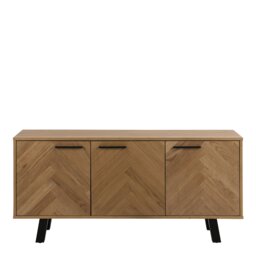 Rackhams Brighton 3 Door Sideboard in Oak with Herringbone Effect - 1 - Oak - 150 - thumbnail 2