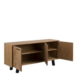 Rackhams Brighton 3 Door Sideboard in Oak with Herringbone Effect - 1 - Oak - 150 - thumbnail 4