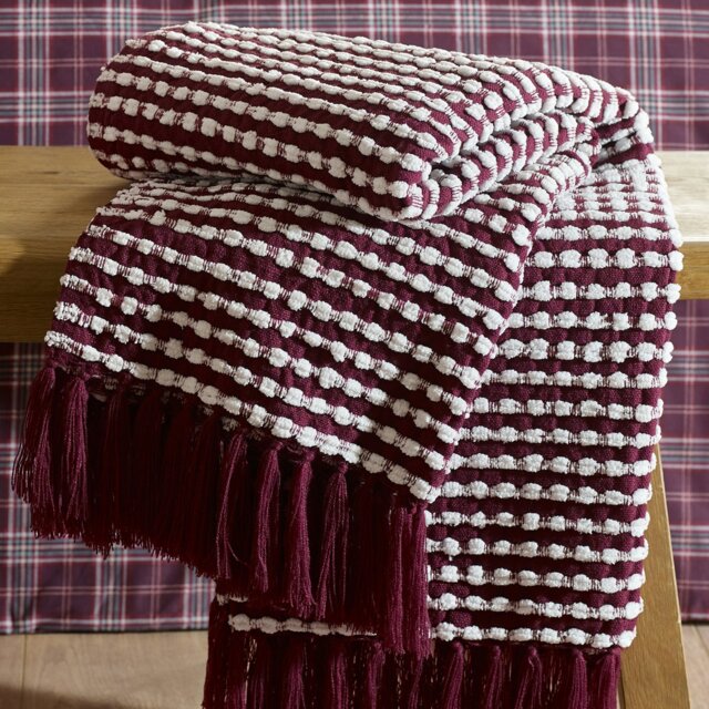 Rackhams Stab Stitch Blanket Throw Plum - 125 x 150 cm - Plum - image 1