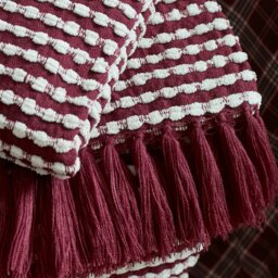 Rackhams Stab Stitch Blanket Throw Plum - 125 x 150 cm - Plum - thumbnail 2