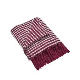 Rackhams Stab Stitch Blanket Throw Plum - 125 x 150 cm - Plum - thumbnail 5