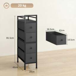 Rackhams Narrow 4 Drawer Dresser with Steel Frame, Chest of Drawers, Black - Black - 4 - Modern - thumbnail 6