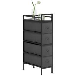 Rackhams Narrow 4 Drawer Dresser with Steel Frame, Chest of Drawers, Black - Black - 4 - Modern - thumbnail 3