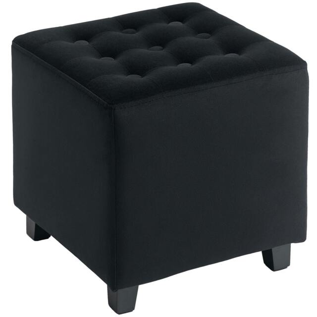 Rackhams Velvet-Feel Square Ottoman - Grey
