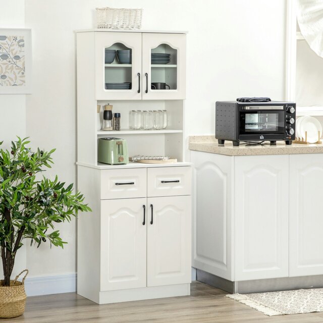 Rackhams Kitchen Cupboard Storage Cabinet Adjustable Shelves, Countertop,White - image 1