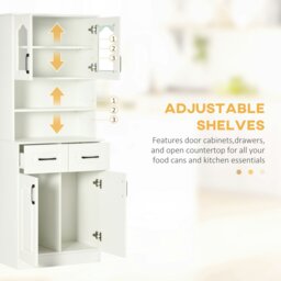 Rackhams Kitchen Cupboard Storage Cabinet Adjustable Shelves, Countertop,White - thumbnail 5