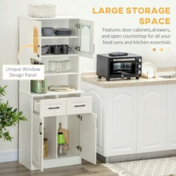 Rackhams Kitchen Cupboard Storage Cabinet Adjustable Shelves, Countertop,White - thumbnail 4