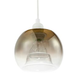 Rackhams Modern Polished Gold and Clear Glass Circular Pendant Lighting Shade - thumbnail 4