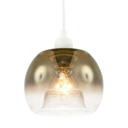 Rackhams Modern Polished Gold and Clear Glass Circular Pendant Lighting Shade - thumbnail 2