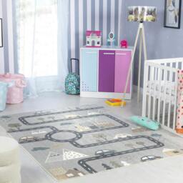 Rackhams Lillian-Kids Beige Grey Orange Blue Washable Rug for Children's Rooms - 160cm_diameter - thumbnail 2