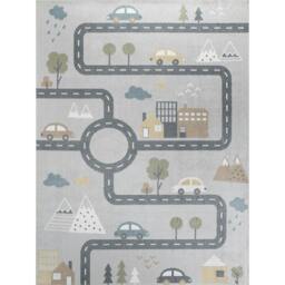 Rackhams Lillian-Kids Beige Grey Orange Blue Washable Rug for Children's Rooms - 160cm_diameter - thumbnail 3