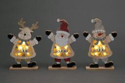 Rackhams 27cm Wooden LED Santa Indoor Christmas Table Decoration for Home Displays and Seasonal Centrepieces - thumbnail 3