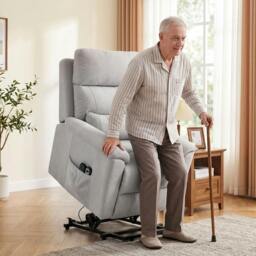 Rackhams Power Lift Recliner, Lift Chair with Massage and Heat, Light Grey