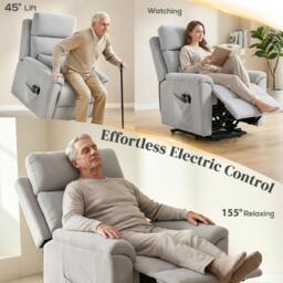 Rackhams Power Lift Recliner, Lift Chair with Massage and Heat, Light Grey - thumbnail 4