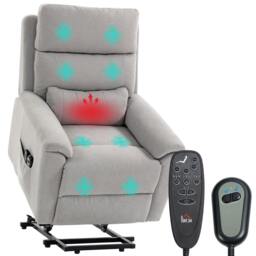 Rackhams Power Lift Recliner, Lift Chair with Massage and Heat, Light Grey - thumbnail 2