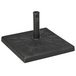 Rackhams 19kg Resin Garden Parasol Base Holder, Square Outdoor Market Umbrella Stand Weight for Poles of Φ32mm, Φ38mm, and Φ48mm, Black - thumbnail 2