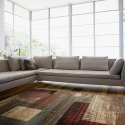 Rackhams Riley-Modern Red Brown Grey Graphic Rug - 120 x 160 cm