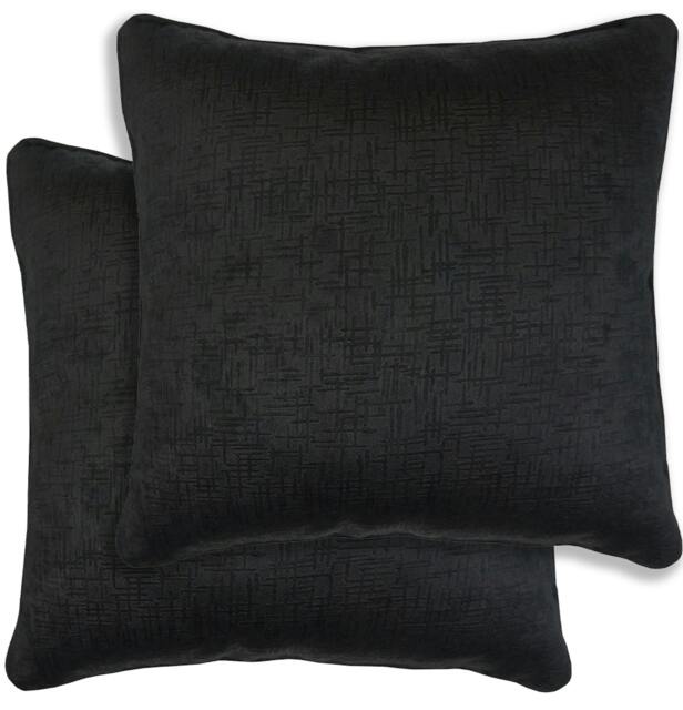 Rackhams Pair of Vogue Textured Double Sided Zip Opening Piped Edge Cushion Covers - 43x43cm - Cases Only - Black - image 1