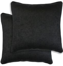 Rackhams Pair of Vogue Textured Double Sided Zip Opening Piped Edge Cushion Covers - 43x43cm - Cases Only - Black - thumbnail 1