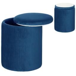 Rackhams Round Storage Ottoman with Removable Top - Dark Green - thumbnail 3