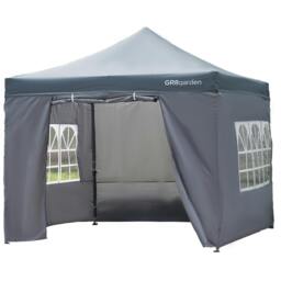 Rackhams Commercial Grade Grey Pop Up Gazebo Waterproof Heavy Duty Market Stall Tent 3x3m