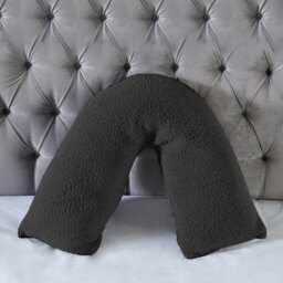 Rackhams Teddy Bear Fleece Super Soft Cosy V Shape Pillowcase - Black - thumbnail 1