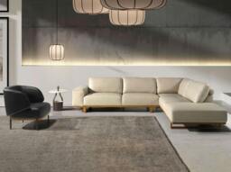 Rackhams Corner sofa in sand leather 6203/6204 - Left - thumbnail 5