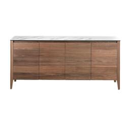 Rackhams Walnut Sideboard With Glass Top Imitating Marble 3080 - thumbnail 2