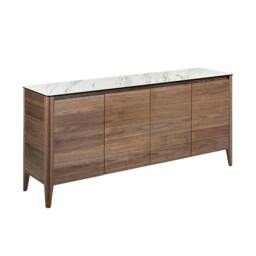 Rackhams Walnut Sideboard With Glass Top Imitating Marble 3080