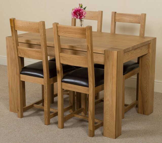 Rackhams Kuba Small Oak Dining Table with Lincoln Oak Chairs - Natural Oak - 4 chairs - image 1