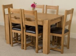 Rackhams Kuba Small Oak Dining Table with Lincoln Oak Chairs - Natural Oak - 4 chairs - thumbnail 4