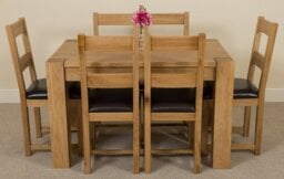 Rackhams Kuba Small Oak Dining Table with Lincoln Oak Chairs - Natural Oak - 4 chairs - thumbnail 5