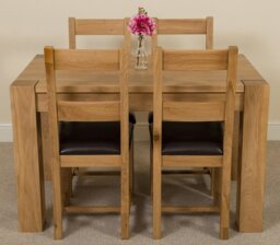 Rackhams Kuba Small Oak Dining Table with Lincoln Oak Chairs - Natural Oak - 4 chairs - thumbnail 3