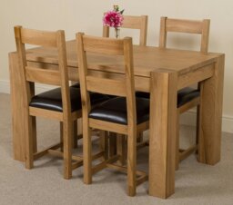 Rackhams Kuba Small Oak Dining Table with Lincoln Oak Chairs - Natural Oak - 4 chairs - thumbnail 2