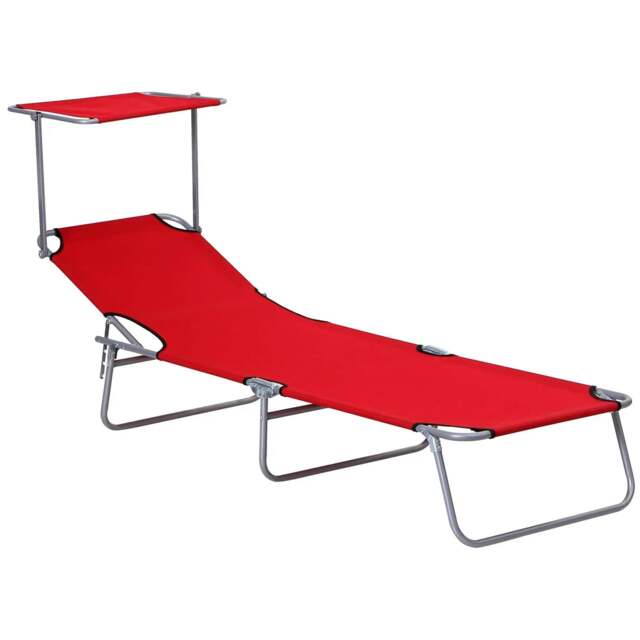 Rackhams Folding Sun Lounger, Lounge Chairs Reclining Sleeping Bed with Adjustable Sun Shade Awning for Beach, Patio - image 1
