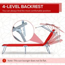 Rackhams Folding Sun Lounger, Lounge Chairs Reclining Sleeping Bed with Adjustable Sun Shade Awning for Beach, Patio - thumbnail 4