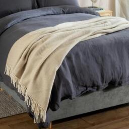 Rackhams Oatmeal Honeycomb Pure Wool Throw - Throw